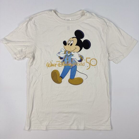 Disney Tops - Disney Walt Disney World 50th Anniversary Mickey Mouse T-Shirt White Adult Sz S
